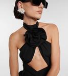 Мини-платье из смесового шелка с вырезами MAGDA BUTRYM, черный - фото 4