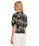 Топ CeCe Embrodiery Short Sleeve Open Tie Front Top, Night Shade - фото 3