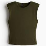 Топ H&M Tank With Shoulder Pads, темно-зеленый - фото