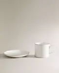 Чашка и блюдце Zara Home Gold Bone China Coffee, 130 мл, белый - фото