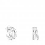 Серьги-кольца Tous Fellow Double, серебро - фото