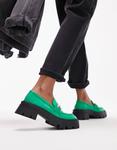 Зеленые массивные лоферы с металлическими деталями Topshop Lex - фото 3