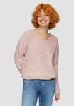 Джемпер MIT ÜBERSCHNITTENEN SCHULTERN IN MELANGE OPTIK QS, розовый - фото