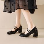 Туфли на блочном каблуке Mary Jane Komanic, Ecru - фото 6