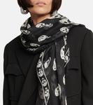 Шелковый шарф с принтом Alexander McQueen, белый - фото 3