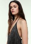 Платье PULL&BEAR SHORT HALTER WITH FRINGES, Silver-Coloured - фото 3
