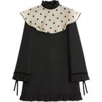 Платье-мини с высоким воротником Crepe Couture Valentino, черный - фото