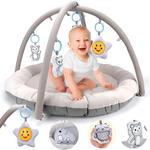 Интерактивный обучающий коврик для малышей с перекладиной и игрушками Серый 0 + Inna marka - фото