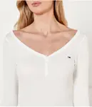 Блузка Хенли Slim fit Tommy Jeans, белый - фото 4