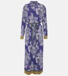 Платье-рубашка миди с принтом Etro, синий - фото