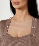 Платье Guess в рубчик с квадратным вырезом, бежевый - фото 4