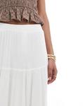 Юбка миди Stradivarius boho белого цвета - фото 4