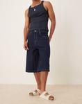 ASOS DESIGN удлинённые джинсовые шорты в цвете индиго - фото