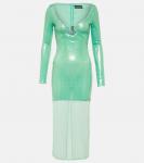 Платье миди с пайетками David Koma, серебряный - фото