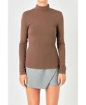 Женский топ с высоким воротником endless rose, коричневый - фото