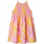 Хлопковое платье в клетку Burberry, розовый - фото