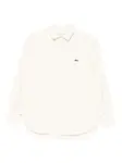 Фланелевая блузка с логотипом Lacoste, слоновая кость - фото