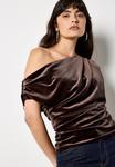 Блуза Apricot DRAPED ONE-SHOULDER ASYMMETRIC , Brown - фото