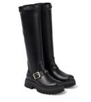 Кожаные сапоги до колена Monnalisa, Nero - фото