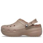 Кроссовки classic platform lined clogs 'mushroom' Crocs, коричневый - фото