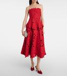 Платье миди с кружевом и баской от Одри Simkhai, Crimson - фото 2