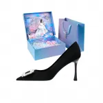 WUGUNIANG PU Slim Heel High Heels Women's Black - фото