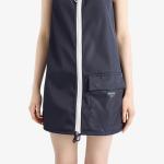 Платье мини Prada Re nylon с контрастной молнией, синий - фото 4