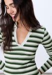 Топ Stradivarius STRIPED , Dark Green - фото 4