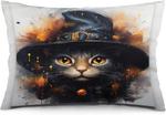 MaSiledy Чехол для подушки с котом в ведьминской шляпе, хэллоуин Pattern-9 - фото