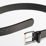 Ремень Massimo Dutti Nappa Leather With Square Buckle, черный - фото 2
