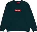 Толстовка Supreme Box Logo Crewneck 'Dark Pine', зеленый - фото