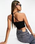 Топ Asos Design Cross Over Keyhole Halter, черный - фото 4