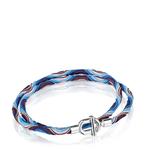 Браслет-ожерелье Tous Manifesto Elastic With Blue And Lilac Cord, серебро/мультиколор - фото