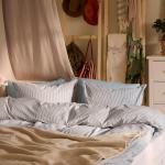 Комплект постельного белья Ikea Solfibbla, 2 предмета, 150x200/50x80 см, белый/голубой - фото 5