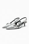Туфли Zara Slingback With Straps, серебристый - фото 2