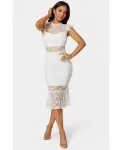 Женское миди-платье Illusion Lace Bebe, белый - фото