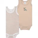 Боди Liliput «Динозавры», 2 шт. в упаковке, с милым принтом спереди, бежевый - фото 2