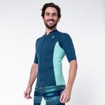 Неопреновая куртка для подводного плавания с коротким рукавом детская 500 1,5 мм бирюзового цвета SUBEA, темный бензин/бирюзово-зеленый - фото 4