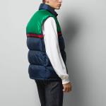 Мужской пуховый жилет Gucci, синий/зеленый - фото 4