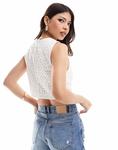 Белый кружевной топ Stradivarius - фото 4