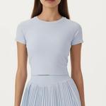 Женский укороченный топ с короткими рукавами, открытой спиной и завязками Anna-Kaci, Light Blue - фото