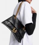 Маленькая кожаная сумка на плечо Crush Balenciaga, черный - фото 2