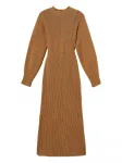 Платье в рубчик с люрексом TWINSET, коричневый - фото