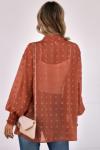 Polka Dot Kimono Loose Front Open Top TRUEDAMES, Rust - фото 4