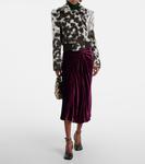 Платье миди из бархата со сборками Dries Van Noten, Violet - фото 2