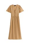 Платье New Look FLUTTER SLEEVE BUTTON FRONT MIDI, Camel - фото 4