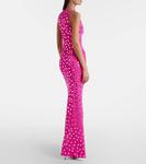 Платье в горошек David Koma, Fuchsia/Silver - фото 3