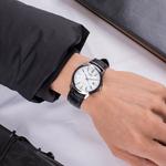 Часы CASIO Leather Band Waterproof Men White/Brown White DialBlack Strap Mens WhiteBlack Analog - фото 5