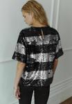 Блуза Next STRIPE SEQUIN BOXY CREW NECK, Silver Black/Black - фото 4