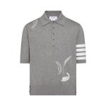 Джерси Thom Browne Feather Jersey Intasia Short-Sleeve Polo 'Light Grey' - фото